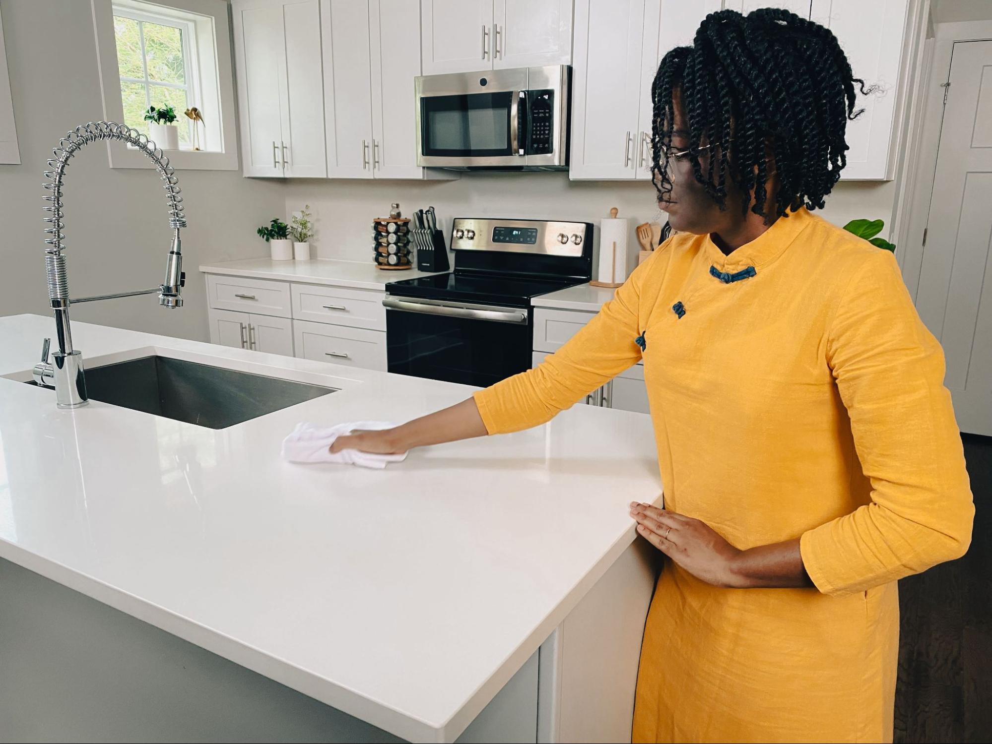 Clean your Quartz countertops everytime after use